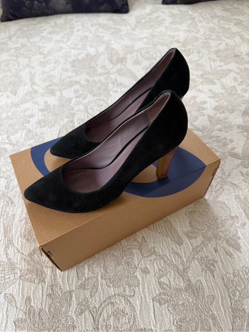 Butter Black Suede Pointed-Toe Heels - Picture 2 of 14